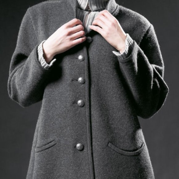 GEIGER Classic WALK Boiled Wool Charcoal Grey Long Jacket Coat - Picture 2 of 5